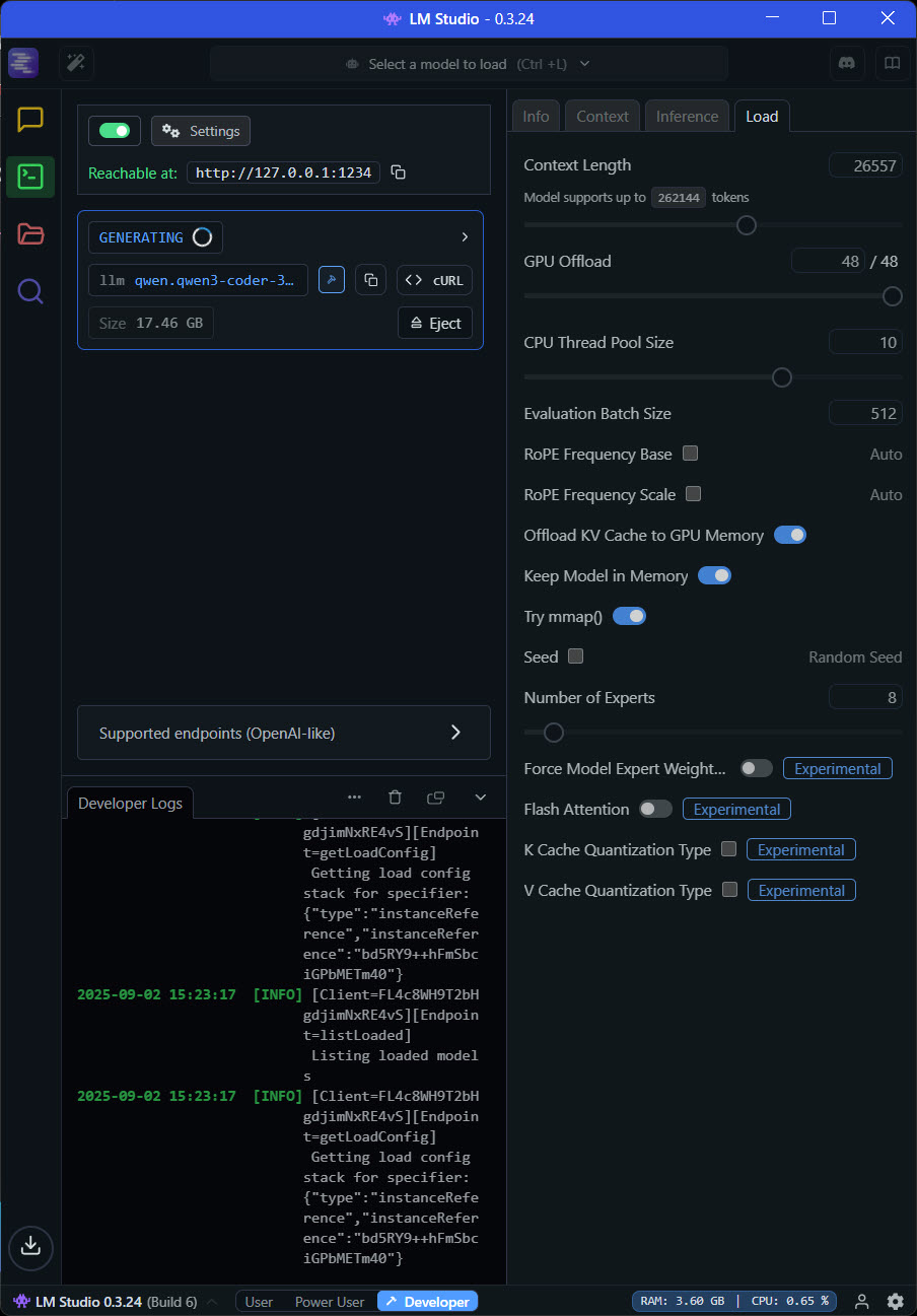 LM Studio showing GENERATING status when processing Houtini requests