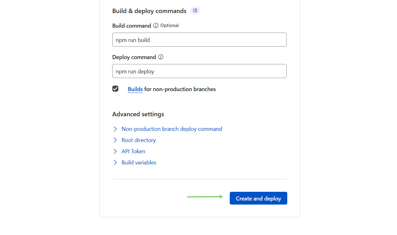 Deploy button with green arrow