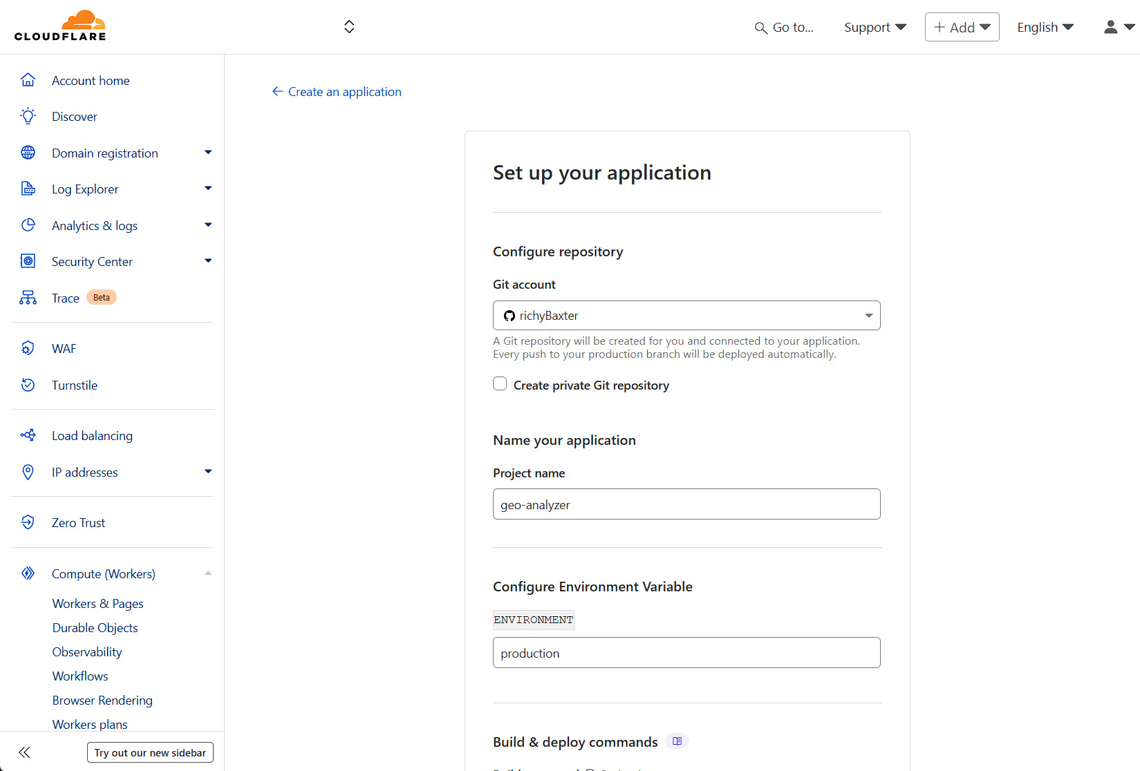 Application setup before deploy
